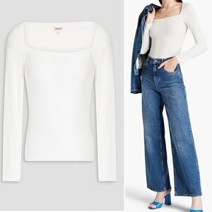 L’AGENCE Astrid Ribbed Square Neck long sleeve shirt, size XS NWT